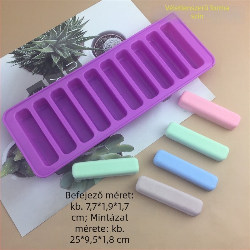 Szilikon süteményforma, 10 darabos készlet, hosszú téglalap alakú sütemény- és csokoládeminta