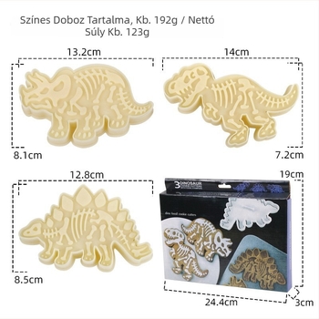 3D dinoszaurusz süti forma készlet – 3 darabos, Jurassic sorozat