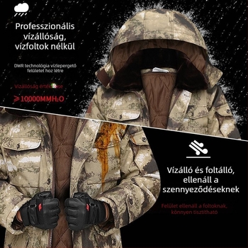 Férfi kamufvált pamut kabát, vízálló, levehető bélelt belső réteg, középhosszú, korduroj-lin szövés