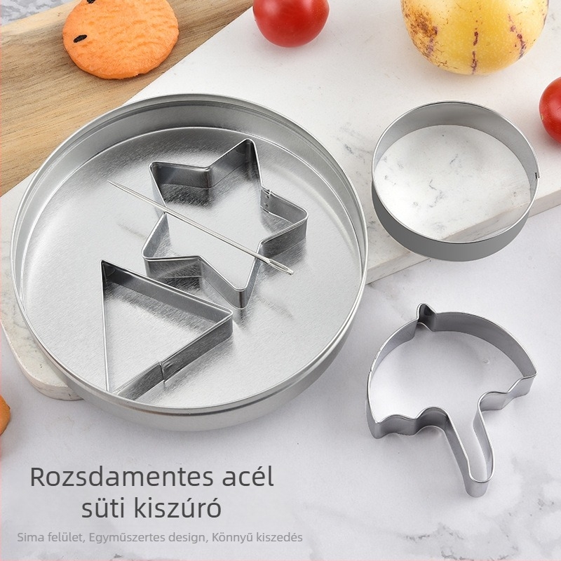 Rozsdamentes acél süti- és tortaforma, szív alakú virágos kör mintázattal