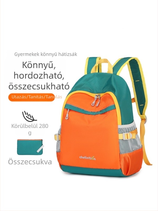 Plum összecsukható gyerek hátizsák, nylon, Color-Blocking minta, poliészter bélés, kapacitás 20 L alatt, utcai divat, szabadidős utazásokhoz