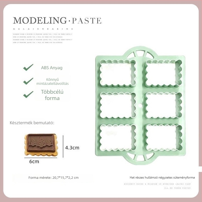 Süti- és kekszkészítő formázó készlet sütéshez — kerek forma, ABS anyag, retro/antik stílus, súly 76 g, sorozat: Waffle cutting die set