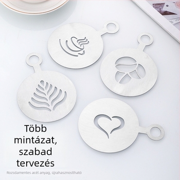 4 darabos készlet sütemény- és kekszformák latte art és tortadíszítéshez, rozsdamentes acélból, szabálytalan alakú, sütőformák kereskedelmi használatra