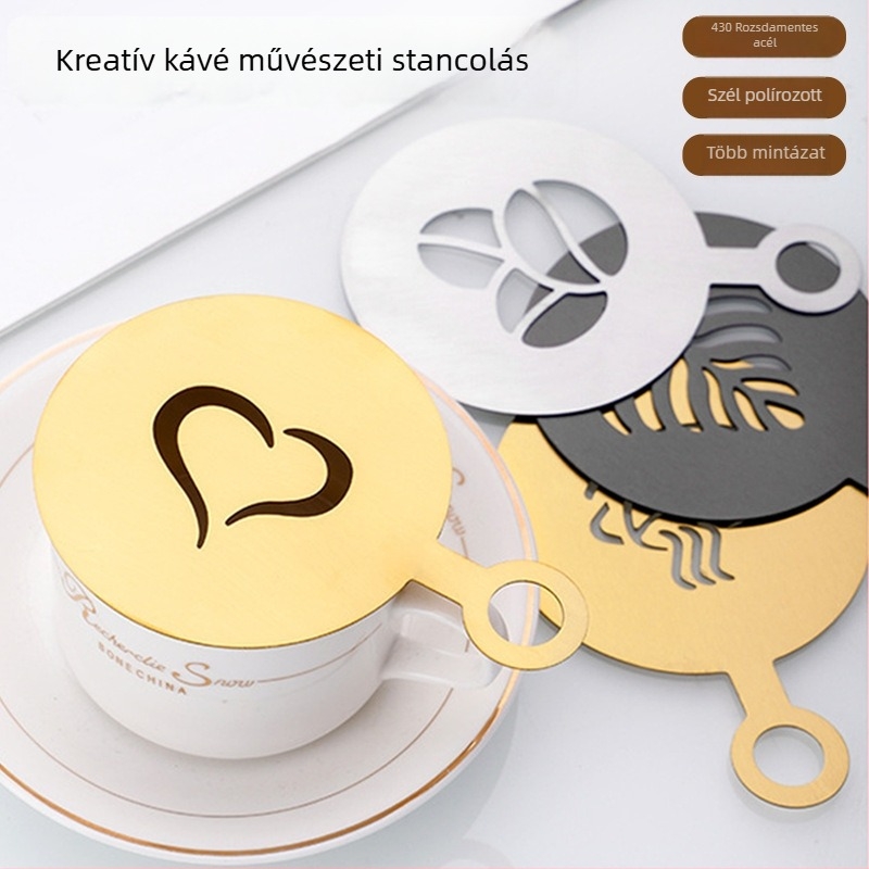 4 darabos készlet sütemény- és kekszformák latte art és tortadíszítéshez, rozsdamentes acélból, szabálytalan alakú, sütőformák kereskedelmi használatra