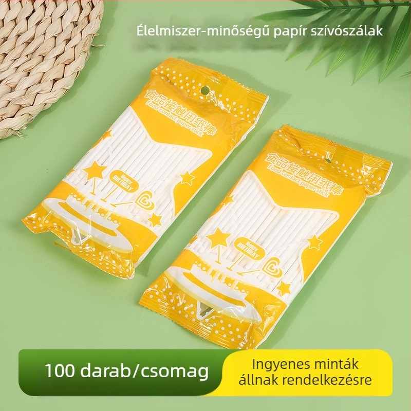 Élelmiszerbiztonságos papírpálcikák nyalókákhoz, marshmallow sütéséhez és epres tortához, 100 db/csomag
