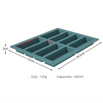 8 darabos téglalap alakú szilikon forma szappanhoz és sütéshez, kézműves szappan illatosító forma, tortadíszítéshez, csokoládéhoz, süteményekhez és nugáthoz