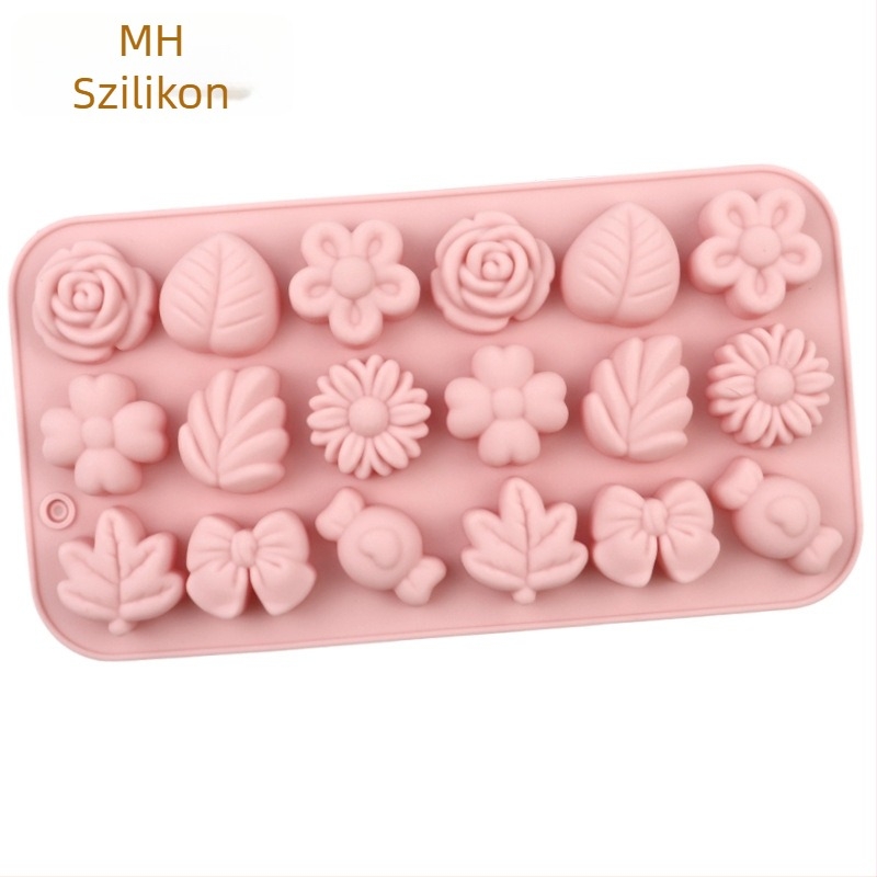 Minghao 18-darabos szilikon forma virágos mintákkal, csokoládéhoz, szappan hideg eljáráshoz és DIY édességekhez