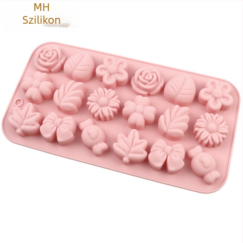 Minghao 18-darabos szilikon forma virágos mintákkal, csokoládéhoz, szappan hideg eljáráshoz és DIY édességekhez