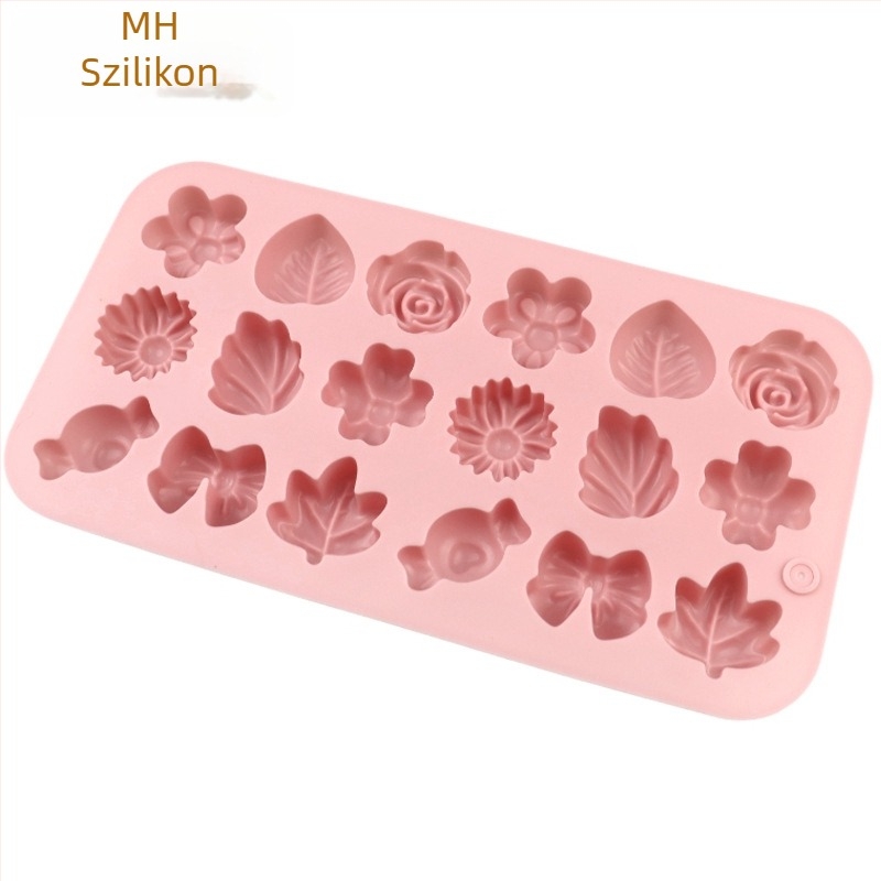 Minghao 18-darabos szilikon forma virágos mintákkal, csokoládéhoz, szappan hideg eljáráshoz és DIY édességekhez