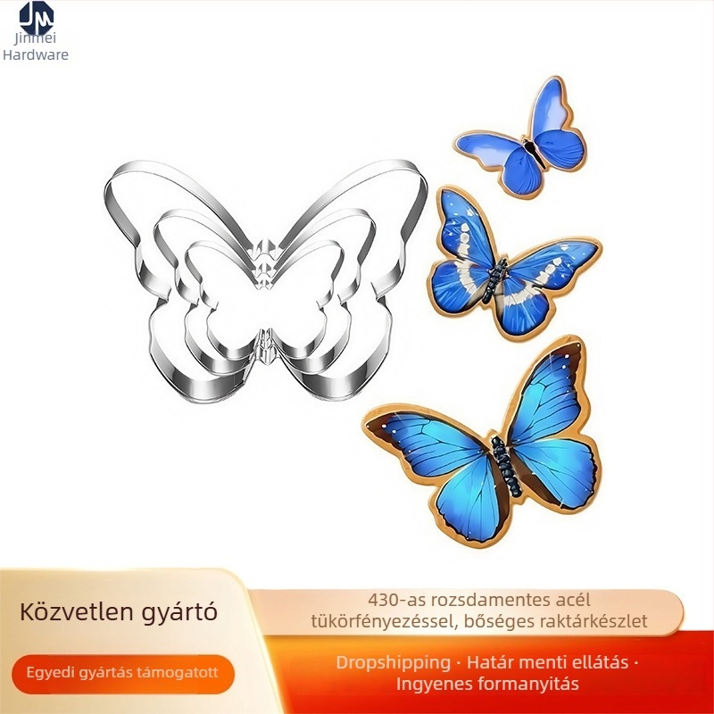 3 részes pillangó süteményforma készlet, DIY fondant formák és gyümölcsvágó