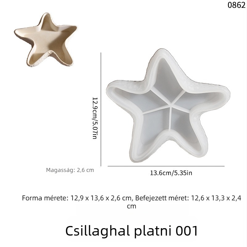 Caifu szilikon forma gipsz/ragasztó számára – kagyló, kagyló- és tengeri csillag alakú tál, sütő-/tortaforma