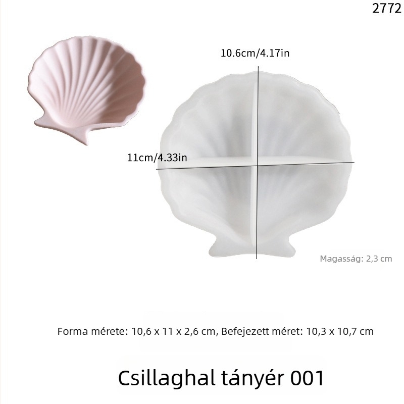 Caifu szilikon forma gipsz/ragasztó számára – kagyló, kagyló- és tengeri csillag alakú tál, sütő-/tortaforma