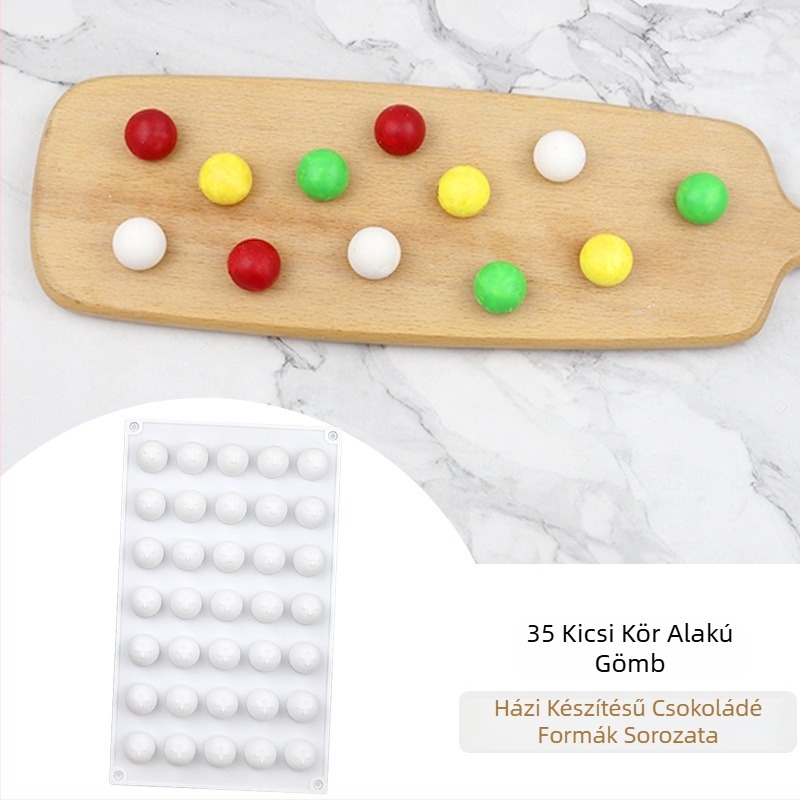 35 üregű kerek szilikon forma csokoládé és mousse édességekhez, DIY sütéshez