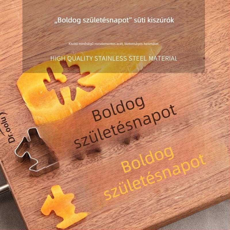 Szív alakú születésnapi sütemény forma rozsdamentes acélból, integrált betű gravírozó eszközzel