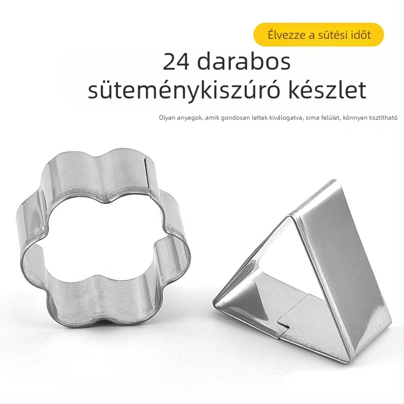 Mini rozsdamentes acél sütiforma készlet, 24 darab, szív alakú, sütéshez és gyurma készítéséhez, szülő-gyermek interaktív