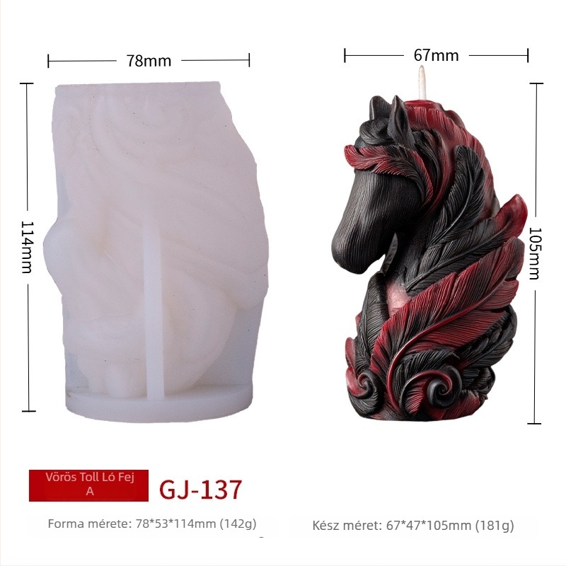 Szilikon gyertyaforma – állat alakú, lófej; Márka: Nolaibao; Anyag: szilikon; Kategória: sütemény- vagy tortaforma