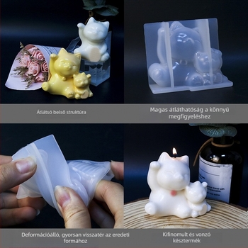 3D-s Szerencsemacska szilikon forma DIY gyertyákhoz és tortadíszítéshez