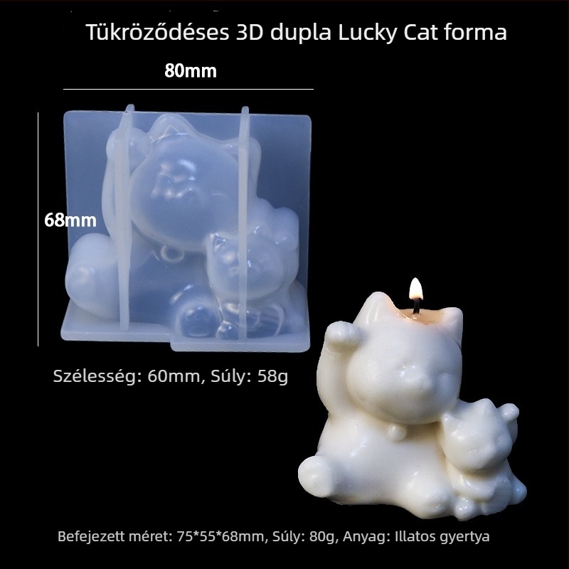 3D-s Szerencsemacska szilikon forma DIY gyertyákhoz és tortadíszítéshez