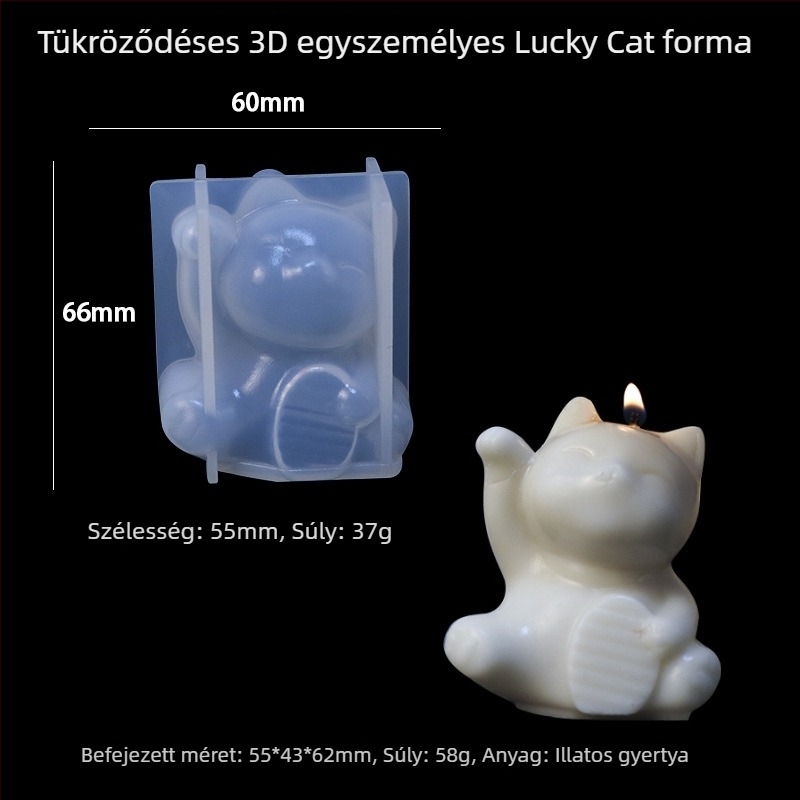 3D-s Szerencsemacska szilikon forma DIY gyertyákhoz és tortadíszítéshez