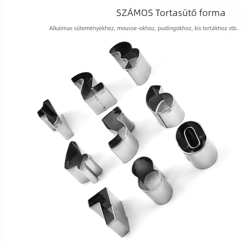 9 darabos rozsdamentes acél süti kiszúró készlet aszimmetrikus formákkal, sütéshez és gyümölcsök és zöldségek szeleteléséhez