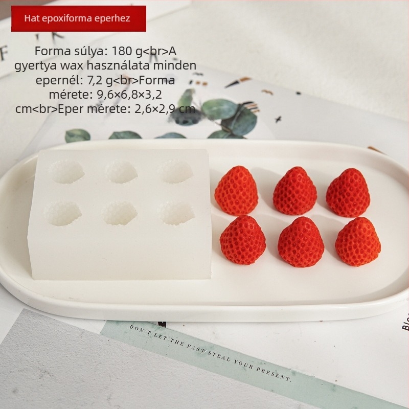 Eper illatú szilikon gyertya forma - Anyag: szilikon; Használat: illatos gyertyák készítése; Forma: szabálytalan; Kategória: sütőforma / gyertya forma; Csomagolás: Opp bag