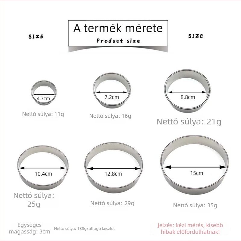 Kerek, rozsdamentes acélból készült tortaforma, márka Cemeja/comeijia, modern minimál stílus, 2022 tavaszán piacra dobva.