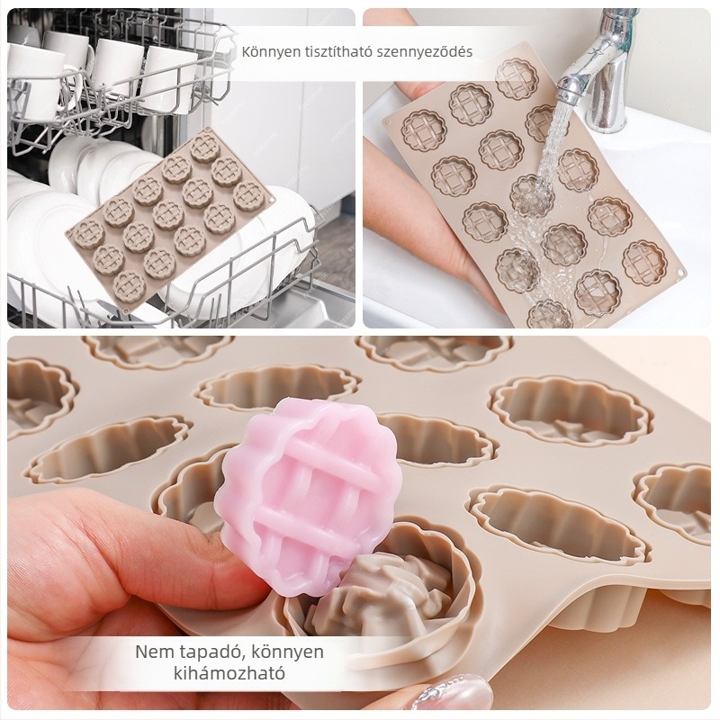 15 darabos gofriformájú mousse forma, szilikon sütőforma, élelmiszer-minőségű, könnyű kiemelés