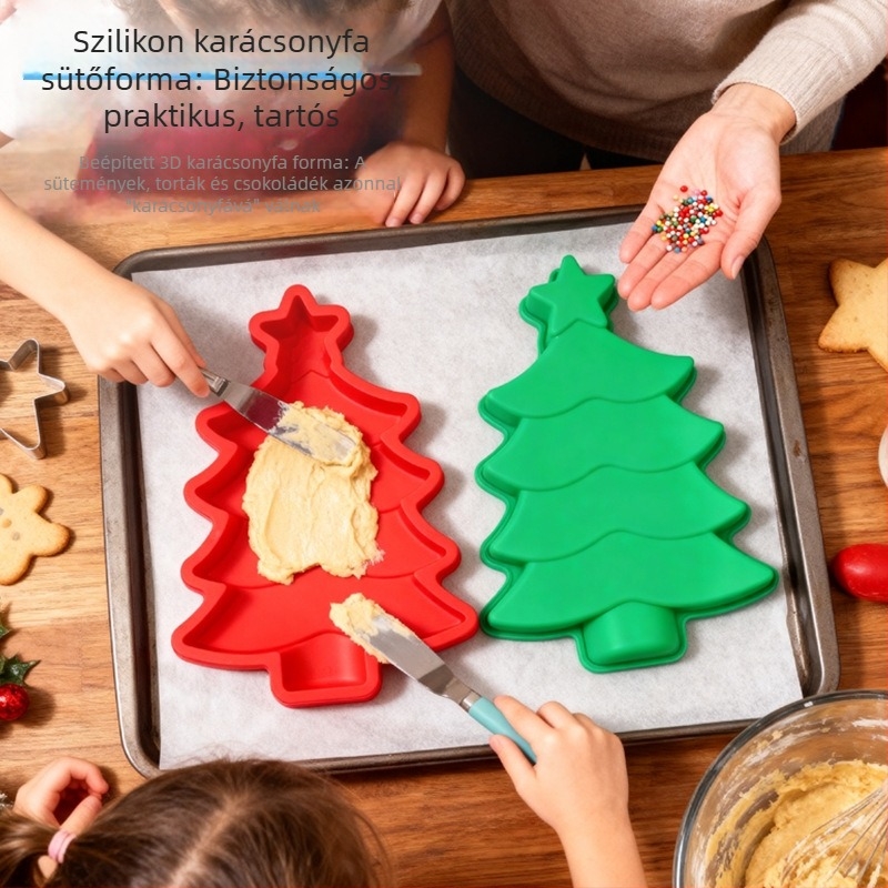 Szilikon karácsonyfa tortaforma, süti- és csokoládé formák, karácsonyi sütőeszköz