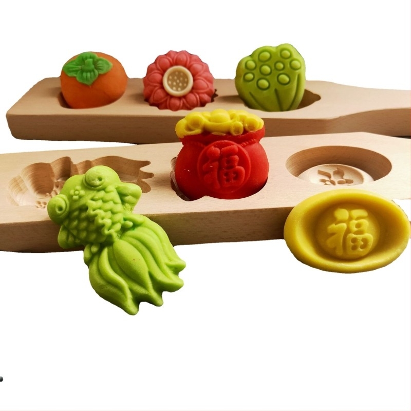 Bükkfa sütőforma, szabálytalan alakú, DIY sütéshez, Mooncake-khoz, gőzölt zsemlékhez, mungbabos süteményekhez, tökös süteményekhez