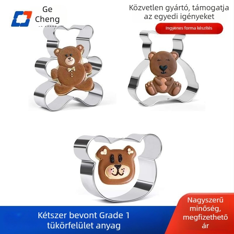 Medve alakú 3D rozsdamentes acél süteményforma, DIY sütikhez és gyümölcsvágáshoz