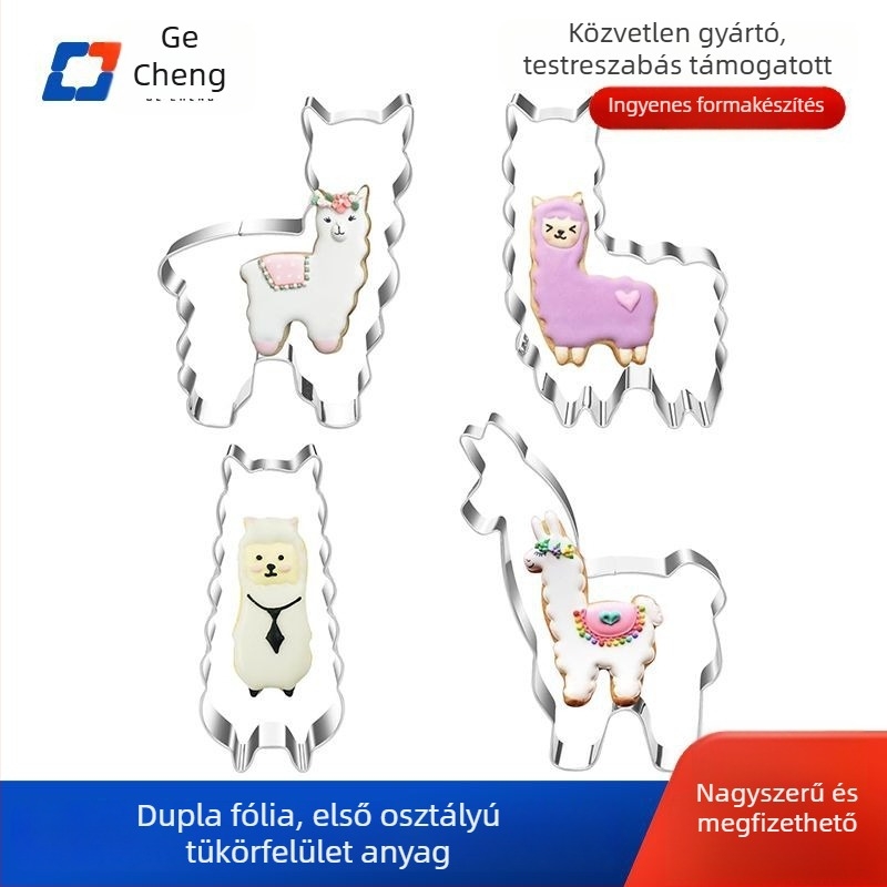 Alpaka formájú rozsdamentes acél süteményforma-készlet, négy darabos, szabálytalan alakú – DIY tortákhoz, rizsgolyókhoz, süteményekhez és gyümölcsök vágásához