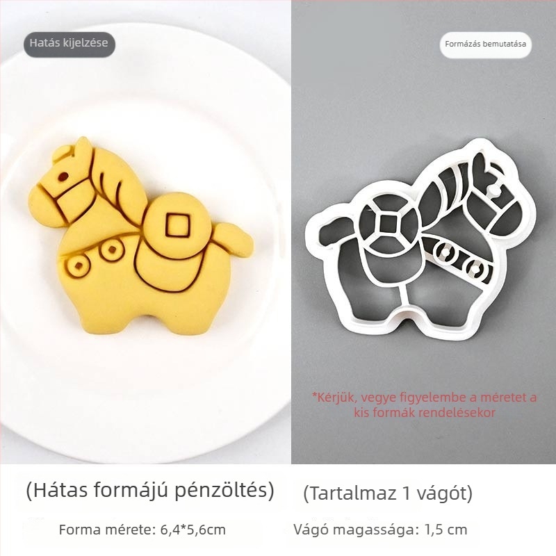 Karikatúras mintázó gőzölt zsemlékhez, Ló éve sorozat, műanyag sütemény- és zsemleforma