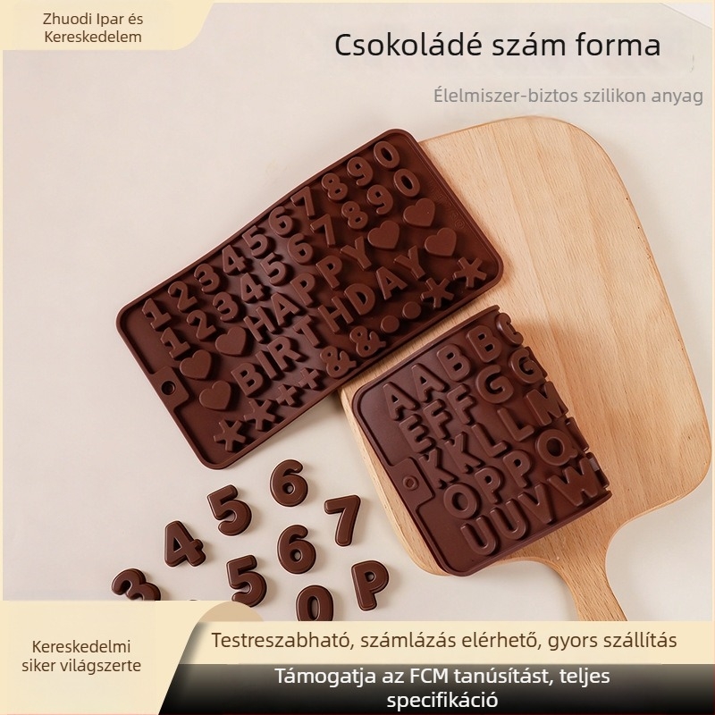 Szilikon betűs tortaforma - téglalap alakú, modern minimalista stílus, 543762392, sütéshez otthon