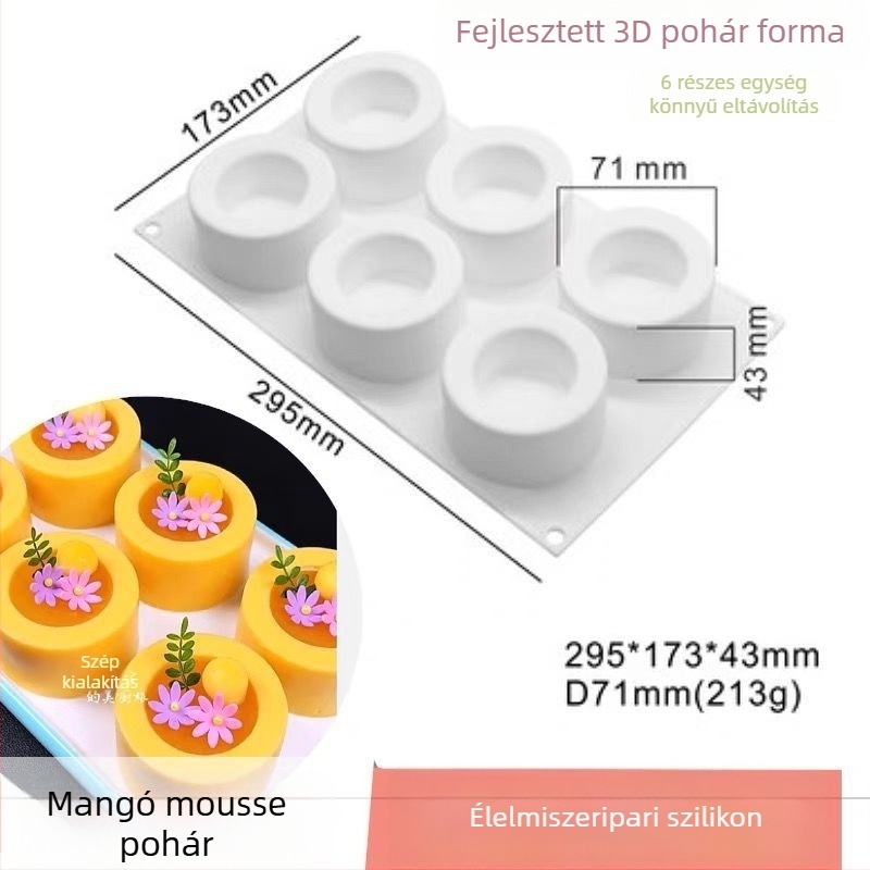 Szilikon desszert forma mousse-hoz, pudinghoz és tortához – kerek forma, élelmiszer-minőségű, DIY