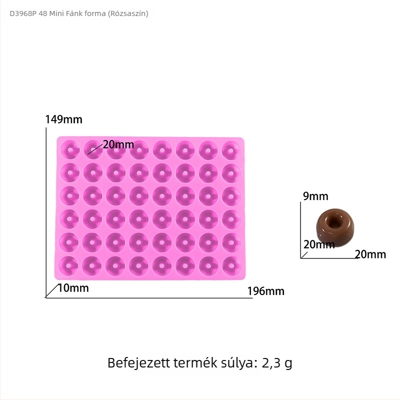 48‑üreges szilikon sütőforma mini fánkhoz, cukorkákhoz és csokoládéhoz