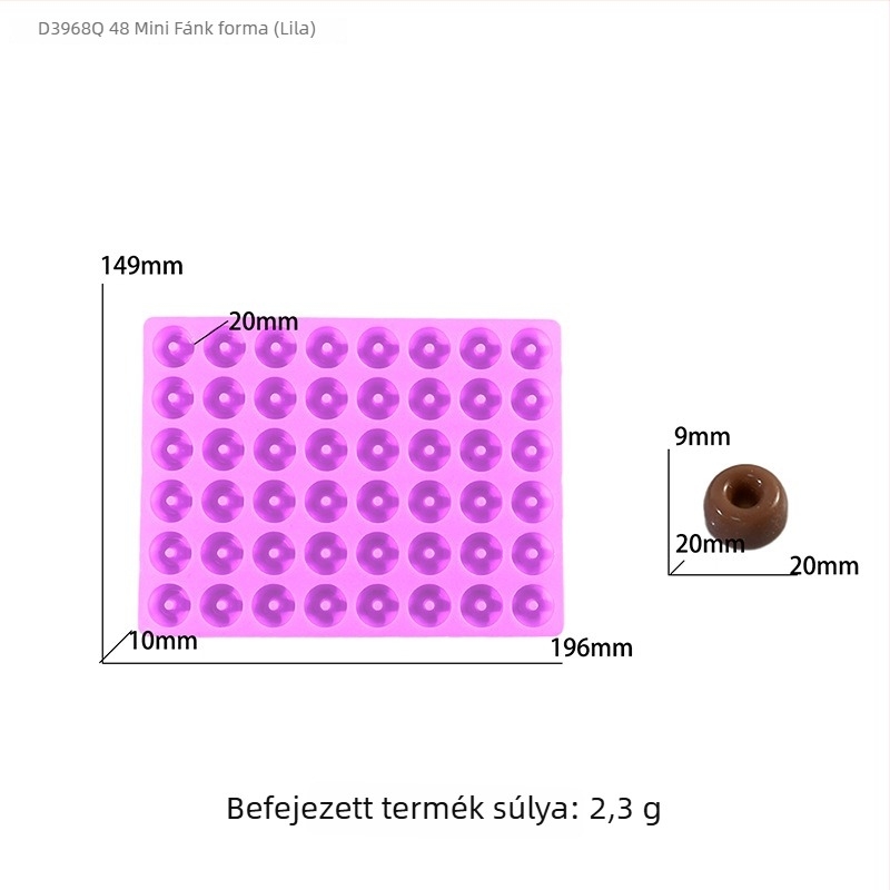 48‑üreges szilikon sütőforma mini fánkhoz, cukorkákhoz és csokoládéhoz