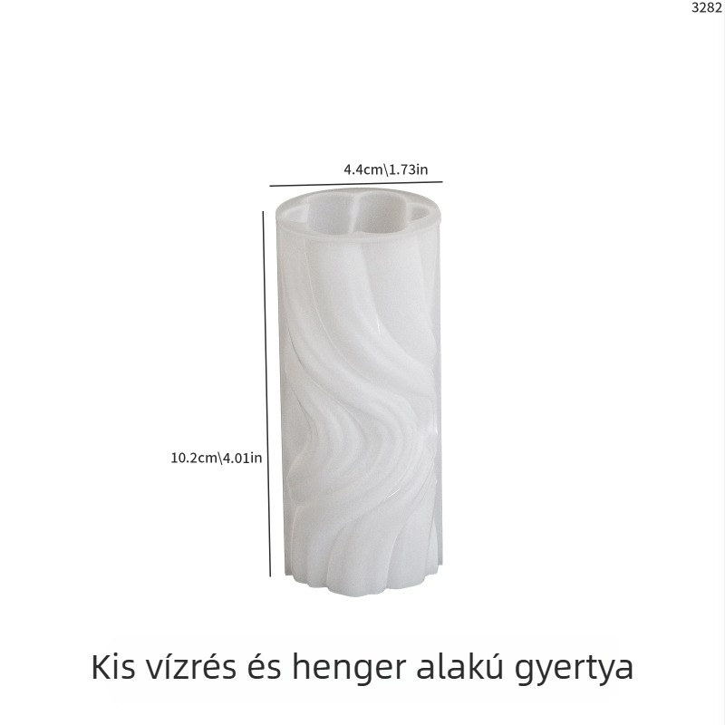 Poppy szilikon forma DIY-hoz, kör alakú hengeres alakú hullám mintával, víz-hullám mintázattal, aromaterápiás gyertyákhoz és gipsz készítményekhez
