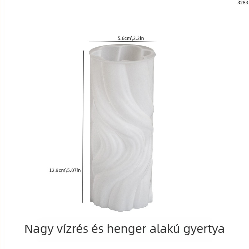 Poppy szilikon forma DIY-hoz, kör alakú hengeres alakú hullám mintával, víz-hullám mintázattal, aromaterápiás gyertyákhoz és gipsz készítményekhez
