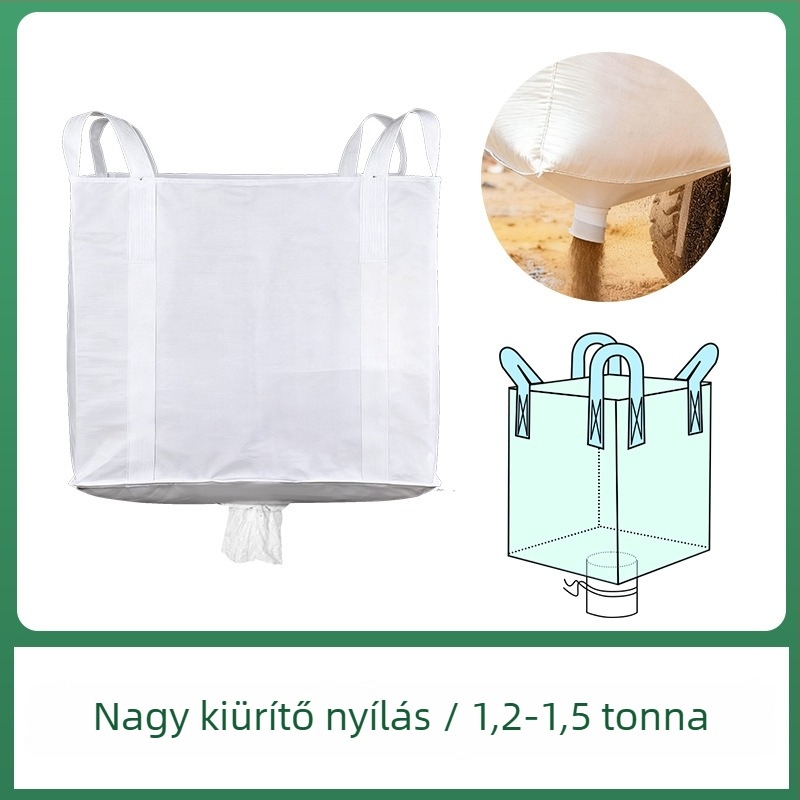 Tonzsák konténer négy felfüggesztő hurokkal, sík aljzattal, teherbírás 1.5-2 tonna, PP szövött anyag, testreszabható nyomtatás