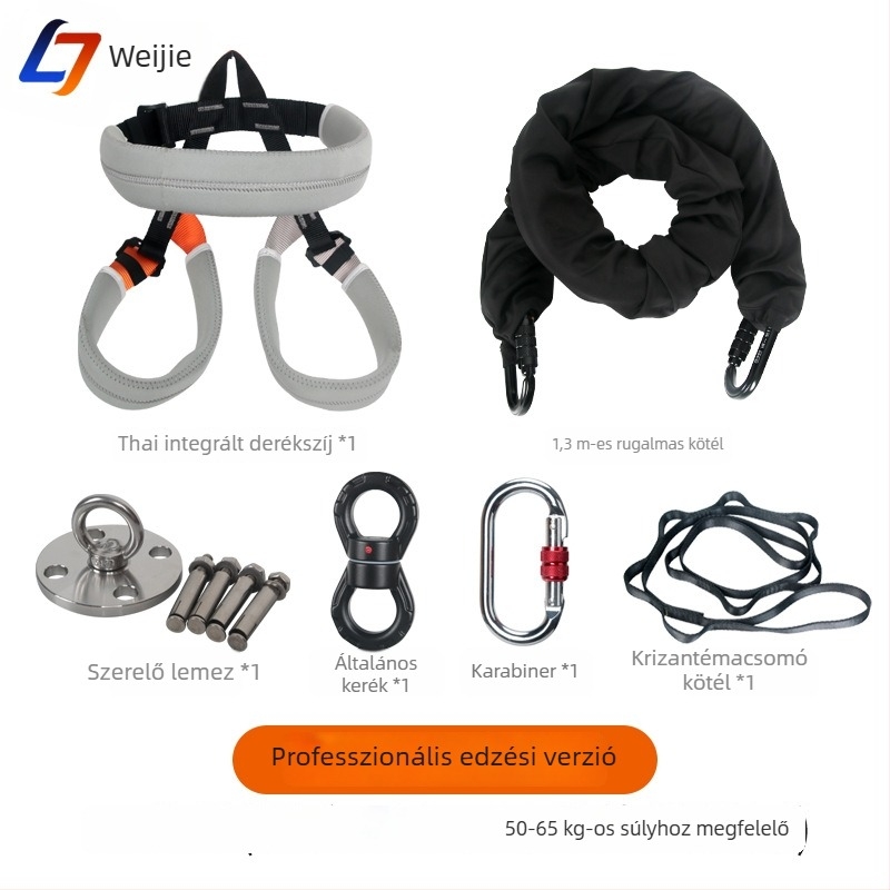 jóga készlet derék támasztó övvel, rögzített koronggal, univerzális kerékkel, karabinerrel és biztonsági elasztikus kötéssel