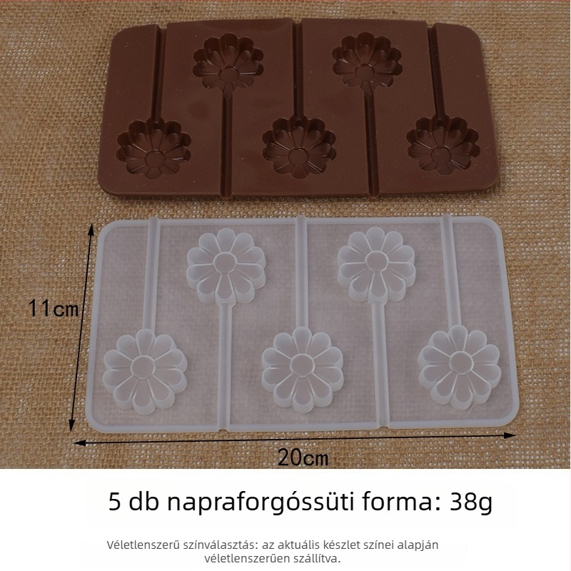 Napraforgó alakú szilikon forma lollipopokhoz, csokoládéhoz és süteményekhez – 3 darabos készlet