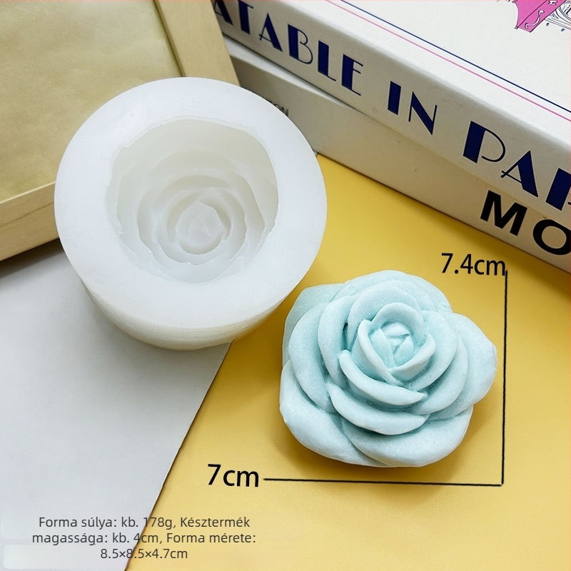 Rózsa alakú szilikon forma DIY kézműves tevékenységekhez – csokoládé, fagylalt, édességek, gyanta, gipsz, gyertyák és szappan