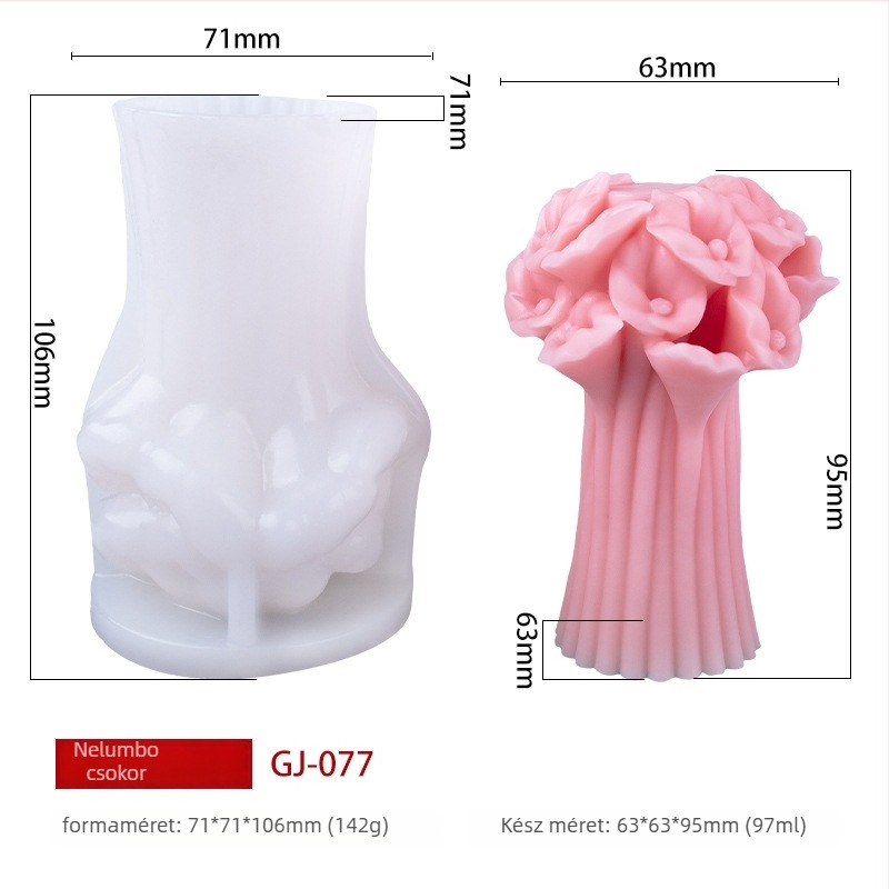 Szilikon gyertya forma – szabálytalan 3D virágcsokor DIY kreatív