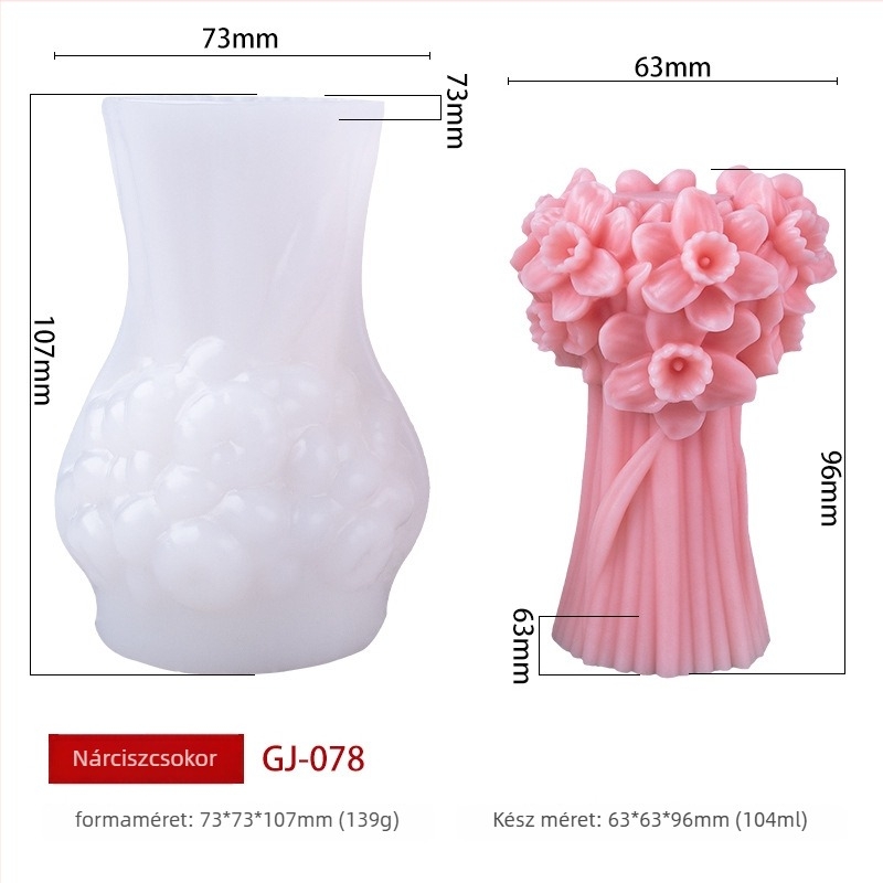 Szilikon gyertya forma – szabálytalan 3D virágcsokor DIY kreatív