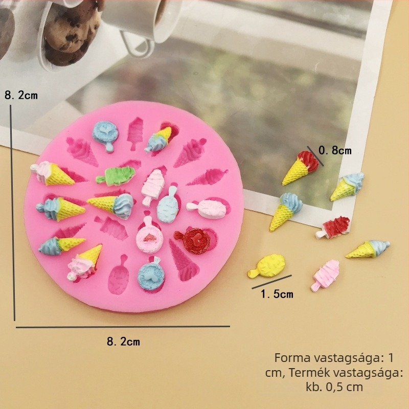 Szilikon süteményforma, szabálytalan alakú, sütéshez — rajzfilmszerű DIY stílus