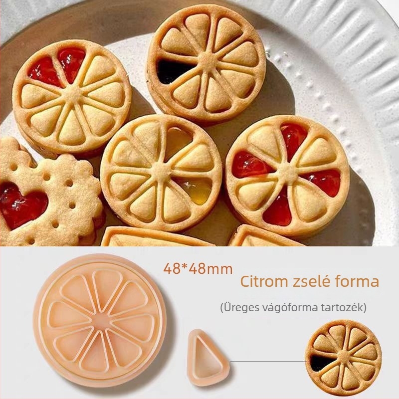 Kekszforma szabálytalan alakú, rajzfilmszerű stílusú, PLA anyagú, dombornyomó nyomóeszköz sütéshez