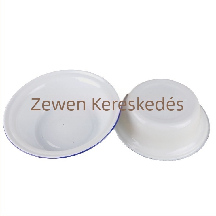 Fehér zománcos mély tál leveshez és étkezésekhez