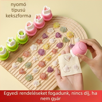 DIY forma bébi gombócokhoz, pillangó-relief és gomba motívummal, rozsdamentes acél, kerek alak