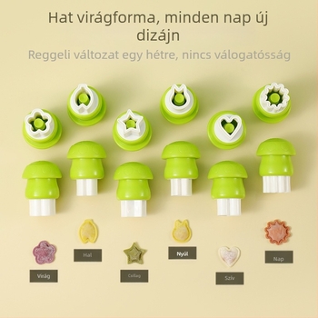 DIY forma bébi gombócokhoz, pillangó-relief és gomba motívummal, rozsdamentes acél, kerek alak