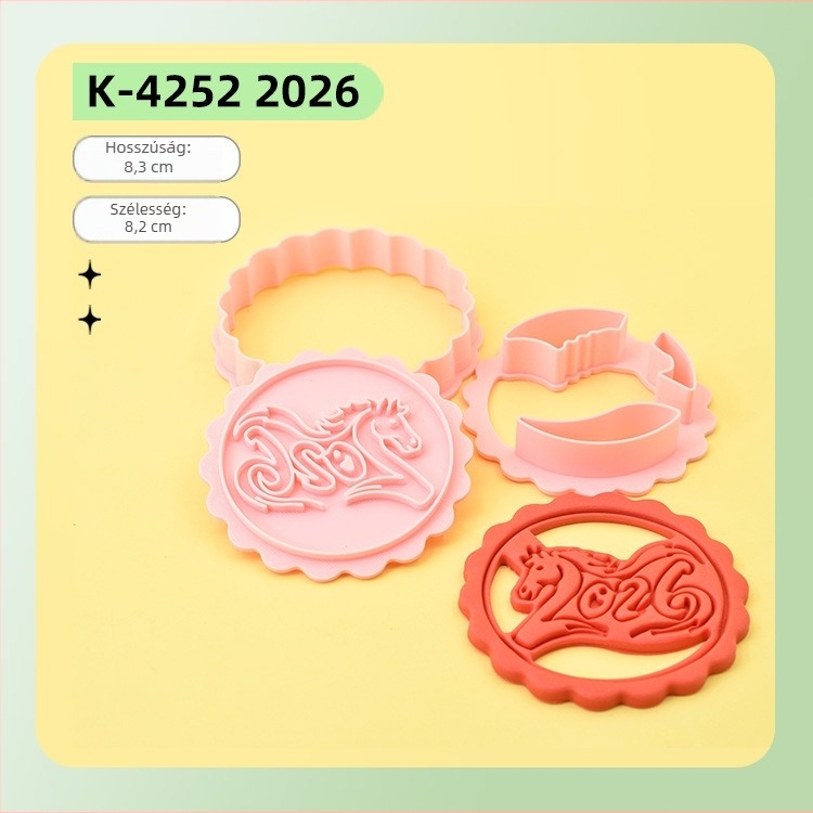 Sütiforma, szabálytalan alakú, műanyag nyomóval és karikatúra dizájnnal, sütéshez DIY eszköz, bevezetés 2025-11-29